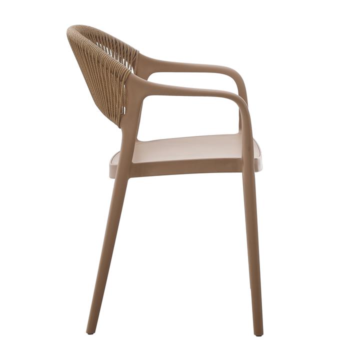 ARMCHAIR POLYPROPYLENE EVA HM6155.03 CAPPUCCINO WITH BEIGE PP ROPE 58,5x49x83,5Hcm.