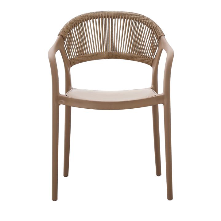 ARMCHAIR POLYPROPYLENE EVA HM6155.03 CAPPUCCINO WITH BEIGE PP ROPE 58,5x49x83,5Hcm.