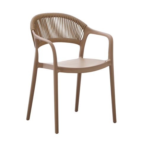 ARMCHAIR POLYPROPYLENE EVA HM6155.03 CAPPUCCINO WITH BEIGE PP ROPE 58,5x49x83,5Hcm.