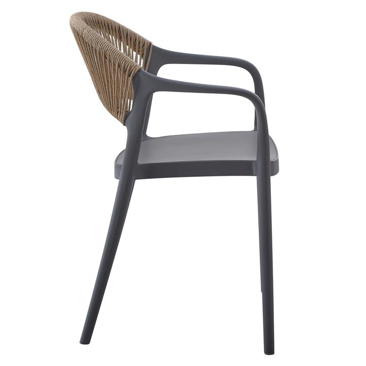 ARMCHAIR POLYPROPYLENE EVA HM6155.10 GREY WITH BEIGE PP ROPE 58,5x49x83,5Hcm.