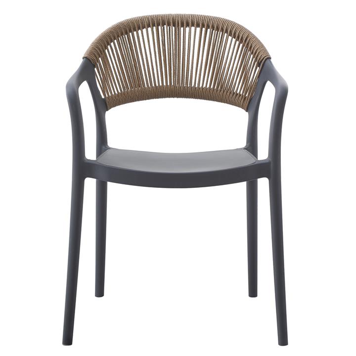 ARMCHAIR POLYPROPYLENE EVA HM6155.10 GREY WITH BEIGE PP ROPE 58,5x49x83,5Hcm.