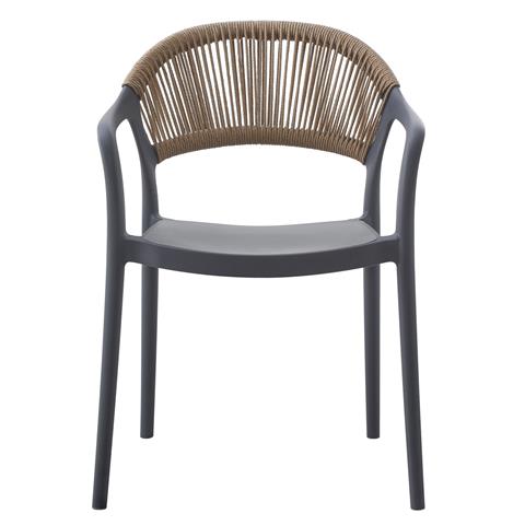 ARMCHAIR POLYPROPYLENE EVA HM6155.10 GREY WITH BEIGE PP ROPE 58,5x49x83,5Hcm.