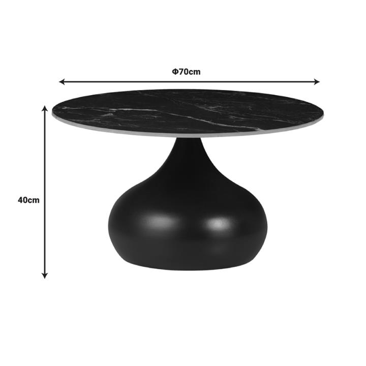 Kirkene Inart side table black marble sintered stone and black metal 2pcs