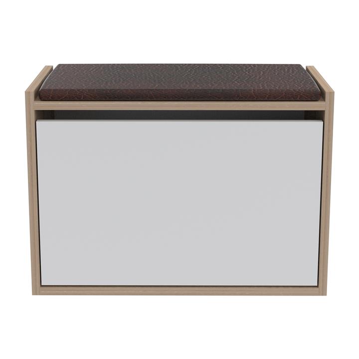 SHOE RACK WITH SEAT VIDAL HM18190.01 MELAMINE IN SONAMA-WHITE 60x30x45Hcm.