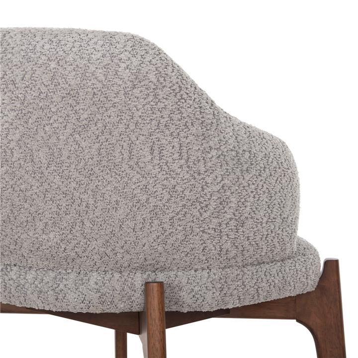 DINING CHAIR ABAI HM9971.03 RUBBERWOOD IN WALNUT COLOR-BOUCLE FABRIC IN LIGHT GREY 65x63x79Hcm.