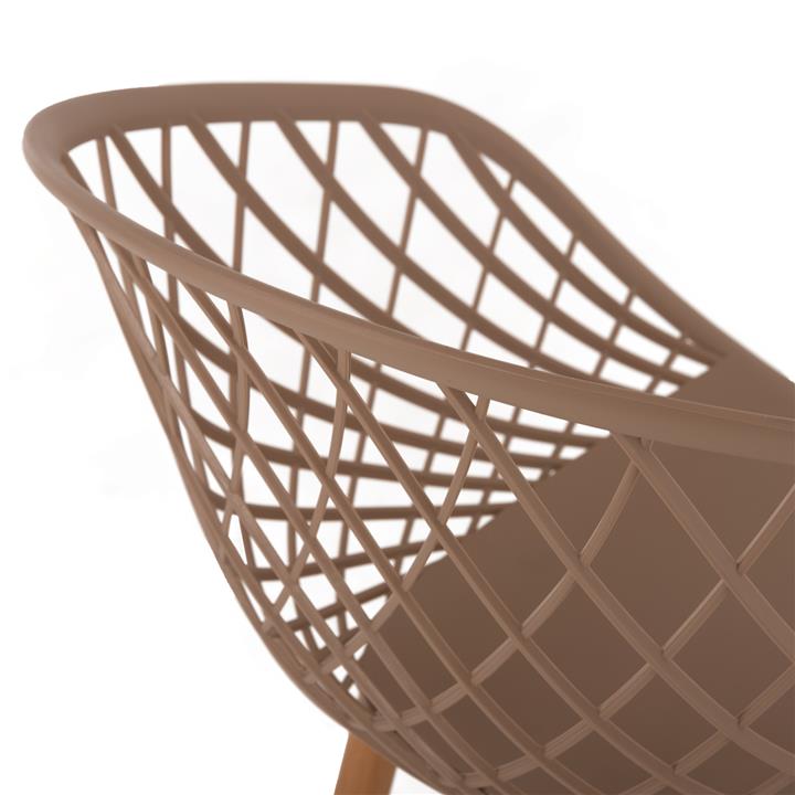 ARMCHAIR ARIADNE HM8001.13 CAPPUCCINO POLYPROPYLENE-METAL LEGS NATURAL WOOD COLOR 63x56x80Hcm.
