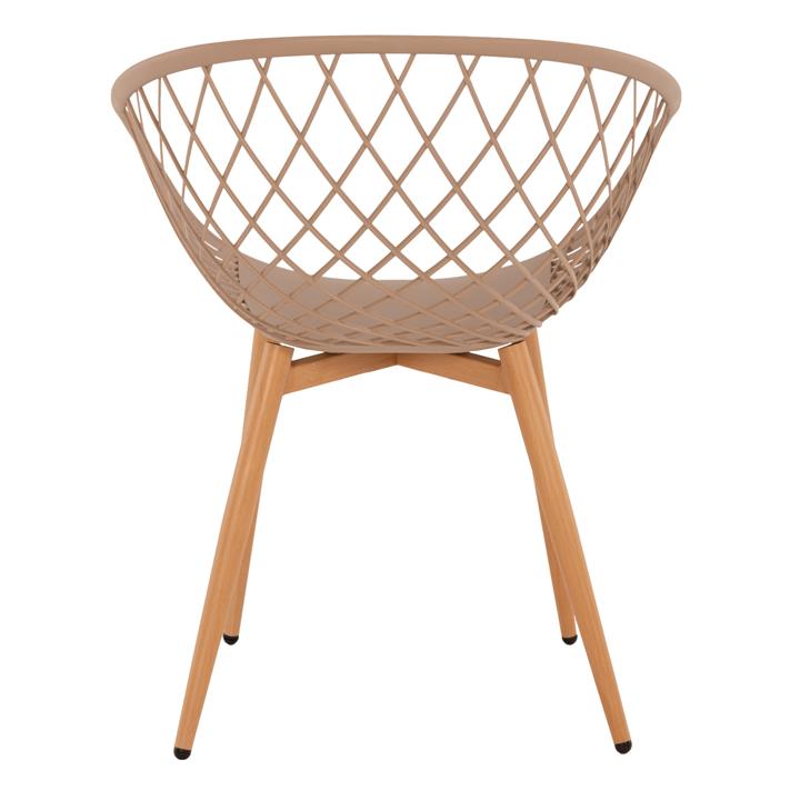 ARMCHAIR ARIADNE HM8001.13 CAPPUCCINO POLYPROPYLENE-METAL LEGS NATURAL WOOD COLOR 63x56x80Hcm.