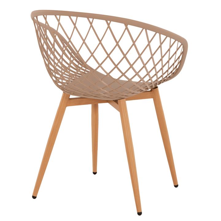 ARMCHAIR ARIADNE HM8001.13 CAPPUCCINO POLYPROPYLENE-METAL LEGS NATURAL WOOD COLOR 63x56x80Hcm.
