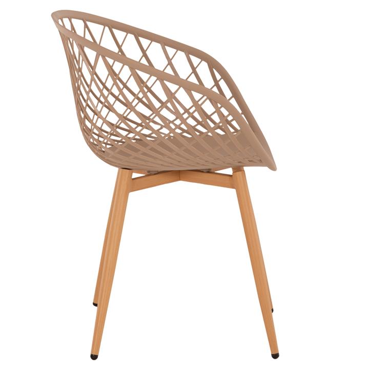 ARMCHAIR ARIADNE HM8001.13 CAPPUCCINO POLYPROPYLENE-METAL LEGS NATURAL WOOD COLOR 63x56x80Hcm.
