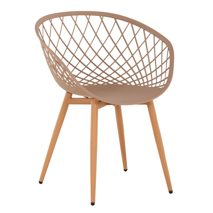 ARMCHAIR ARIADNE HM8001.13 CAPPUCCINO POLYPROPYLENE-METAL LEGS NATURAL WOOD COLOR 63x56x80Hcm.