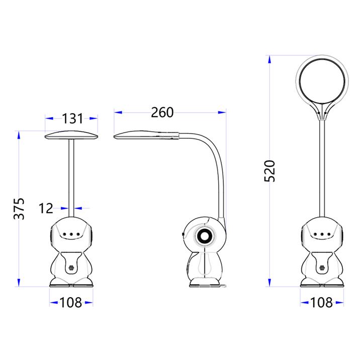 KIDS DESK LAMP LED BADOO ROBOT FIGURE HM4453.01 WHITE-GREY ABS