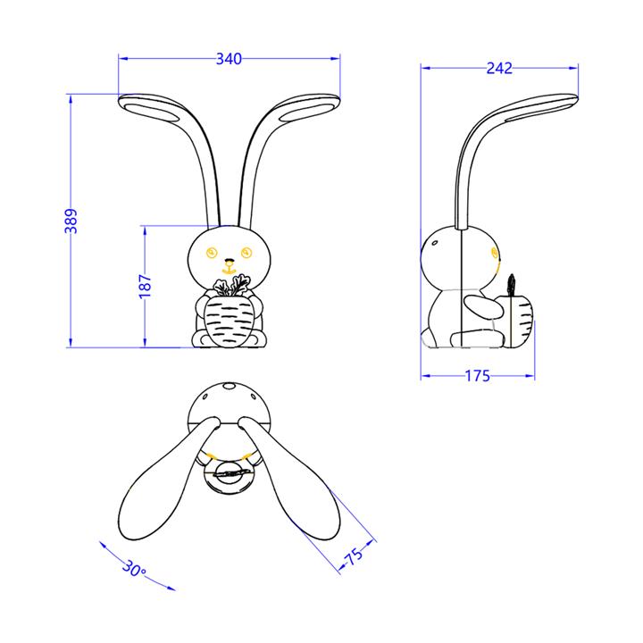 KIDS DESK LAMP LED BADOO BUNNY FIGURE HM4456.01 WHITE ABS