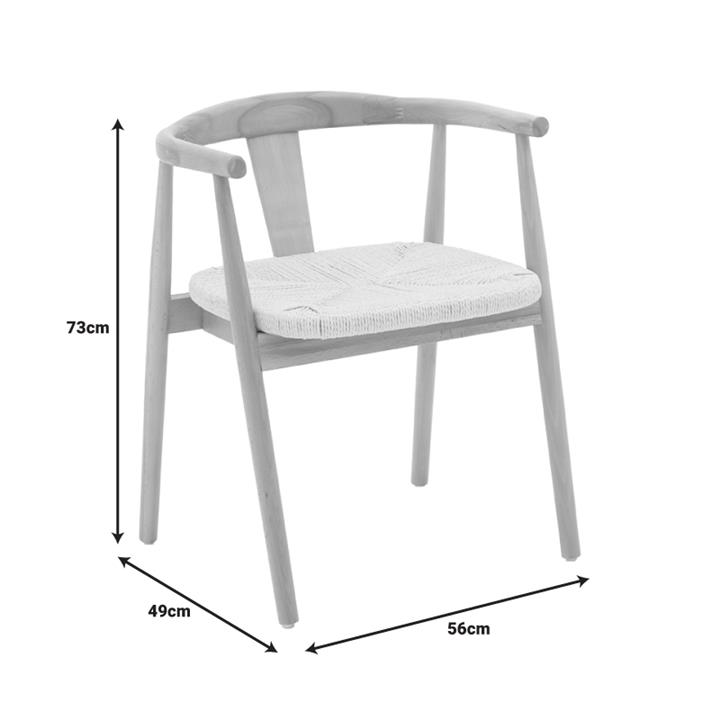 Gernine armchair pakoworld solid beech wood and rope in natural shade 56x49x73cm