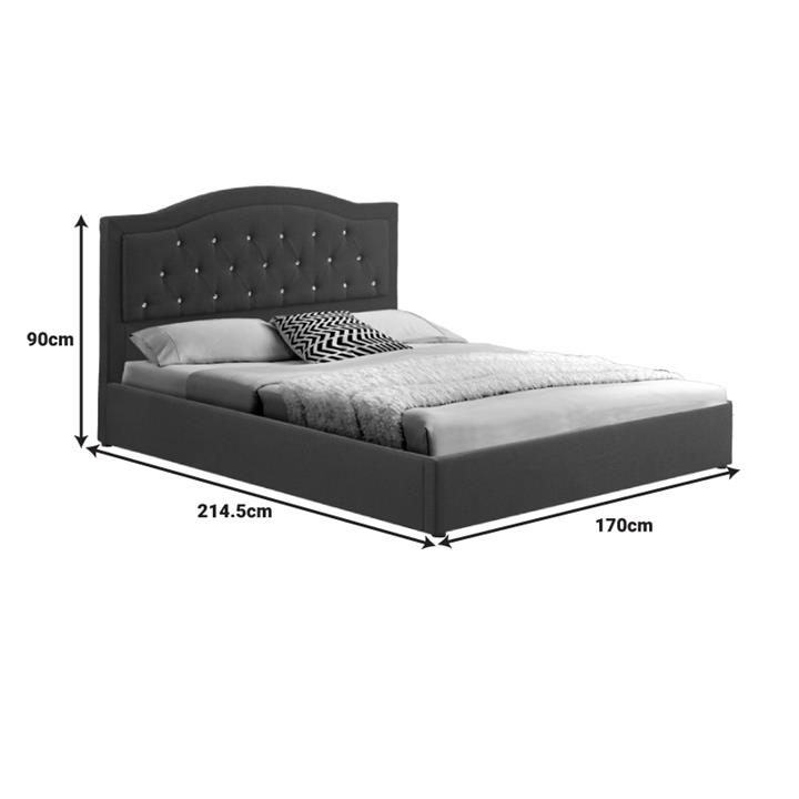 Double bed with storage space Majore pakoworld beige fabric 160x200cm