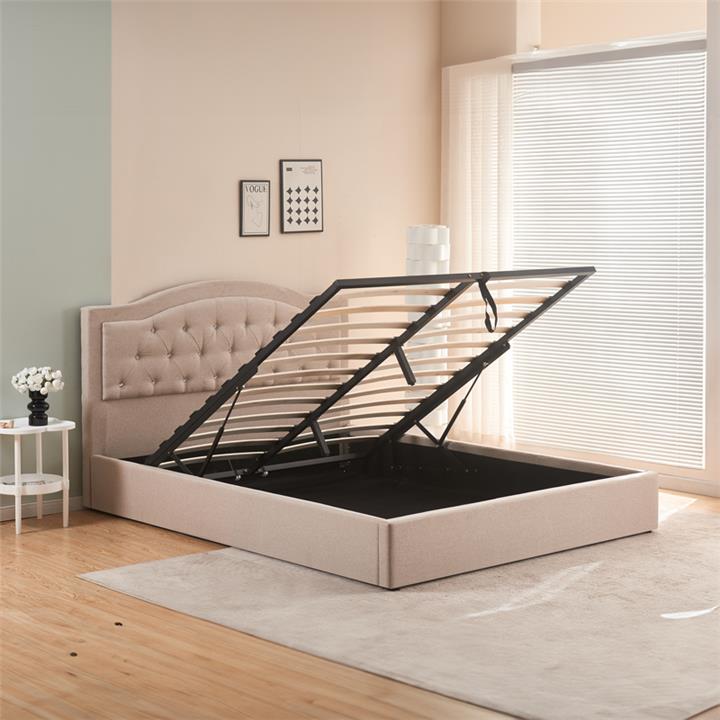 Double bed with storage space Majore pakoworld beige fabric 160x200cm