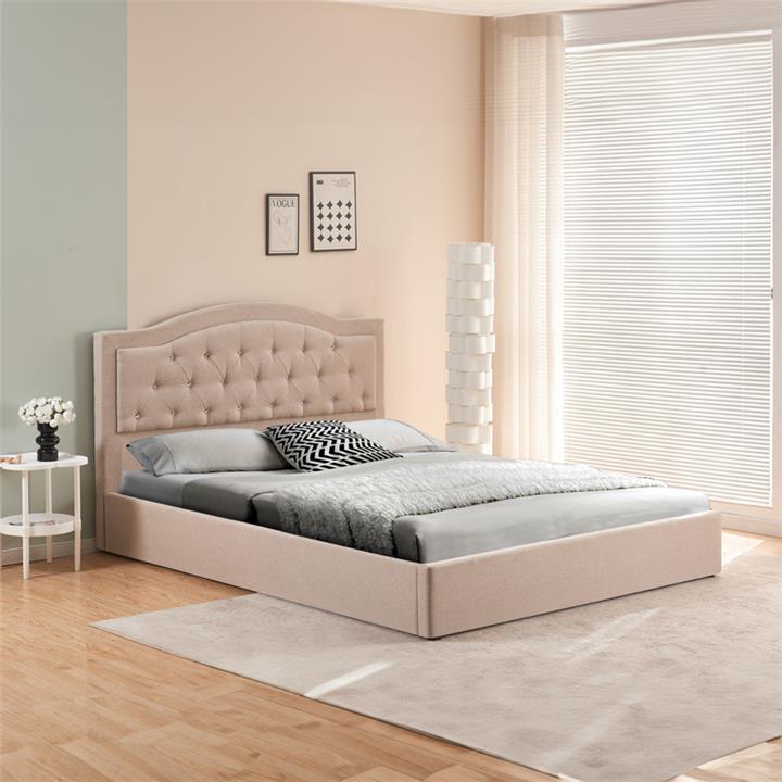 Double bed with storage space Majore pakoworld beige fabric 160x200cm