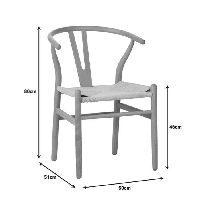 Wishbone chair pakoworld rubberwood-rope in natural shade 50x51x80cm