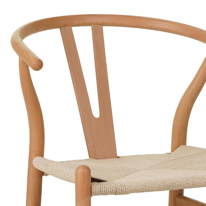 Wishbone chair pakoworld rubberwood-rope in natural shade 50x51x80cm