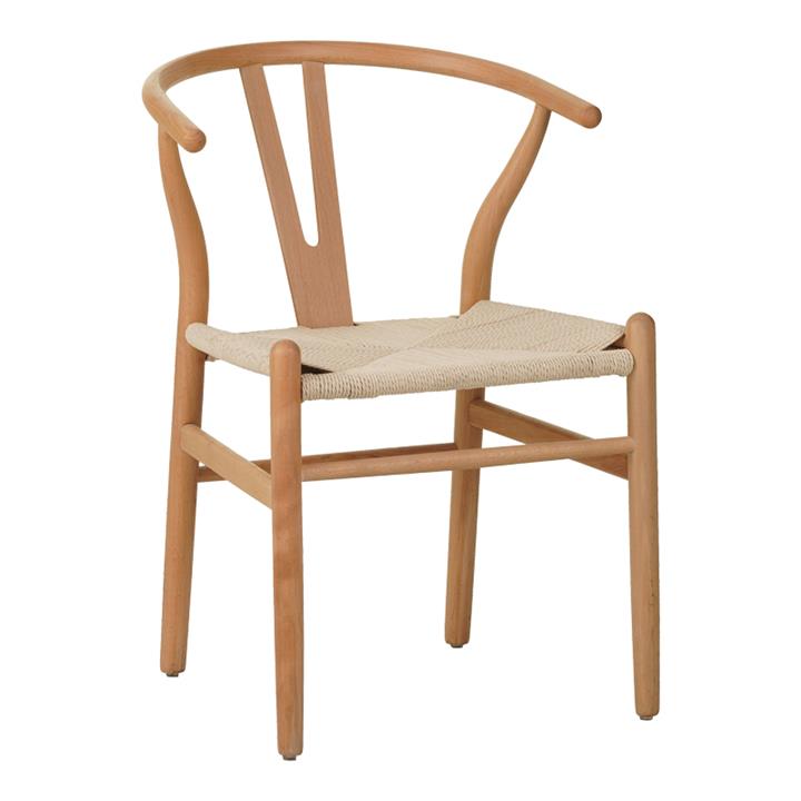Wishbone chair pakoworld rubberwood-rope in natural shade 50x51x80cm