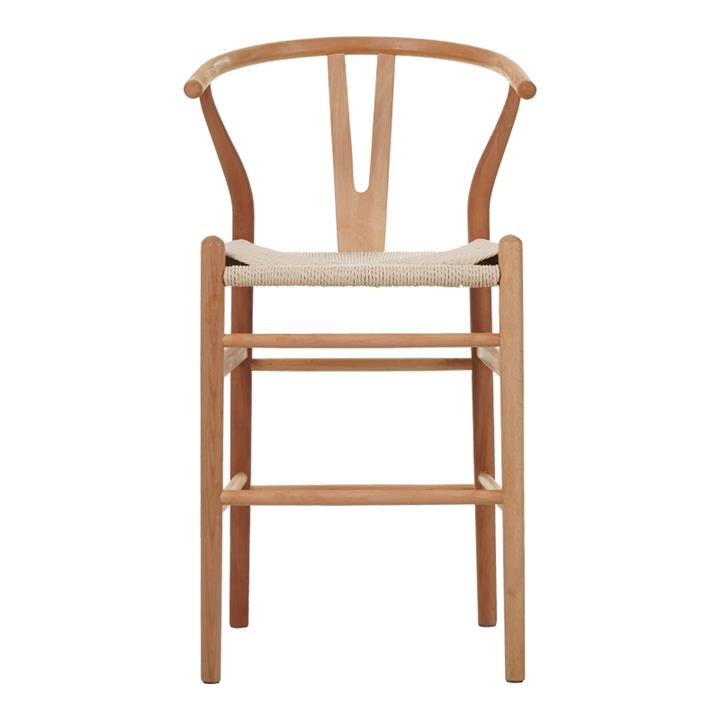 Bar stool Wishbone pakoworld rubberwood-rope in natural shade 55x49x108cm
