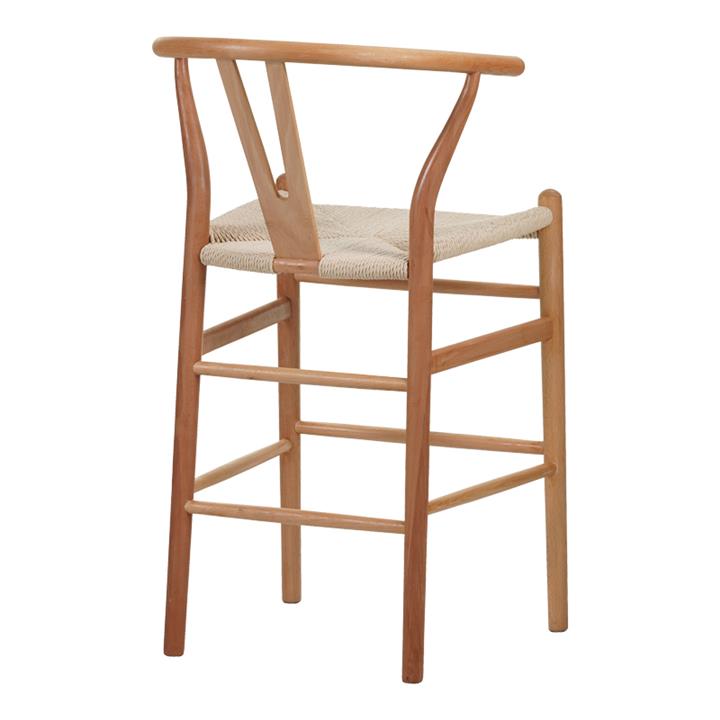 Bar stool Wishbone pakoworld rubberwood-rope in natural shade 55x49x108cm