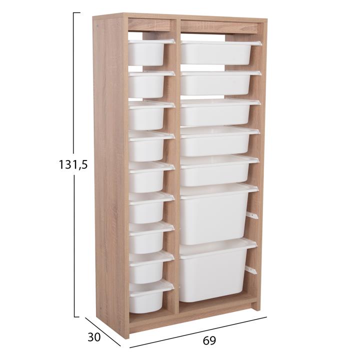 CHEST OF DRAWERS SANI HM18204.03 MELAMINE IN SONAMA-16 WHITE P.E. DRAWERS 69x30x131,5Hcm