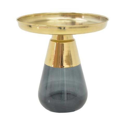 Coffee table Kunlo Inart gold chrome-black glass D50x53.5cm