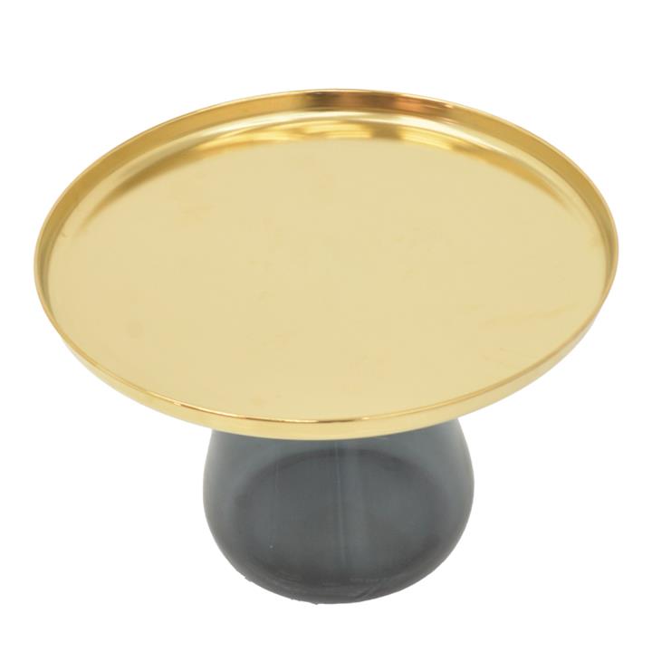 Coffee table Lafo Inart gold chrome-black glass D60x42cm