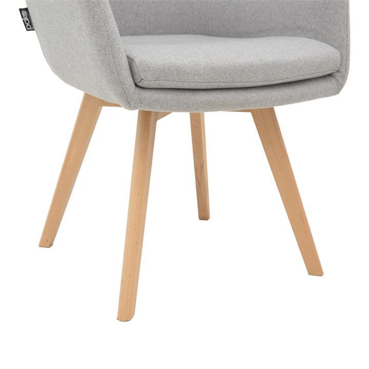 Safira armchair pakoworld fabric in grey color with natural color wooden leg 57x58x84cm