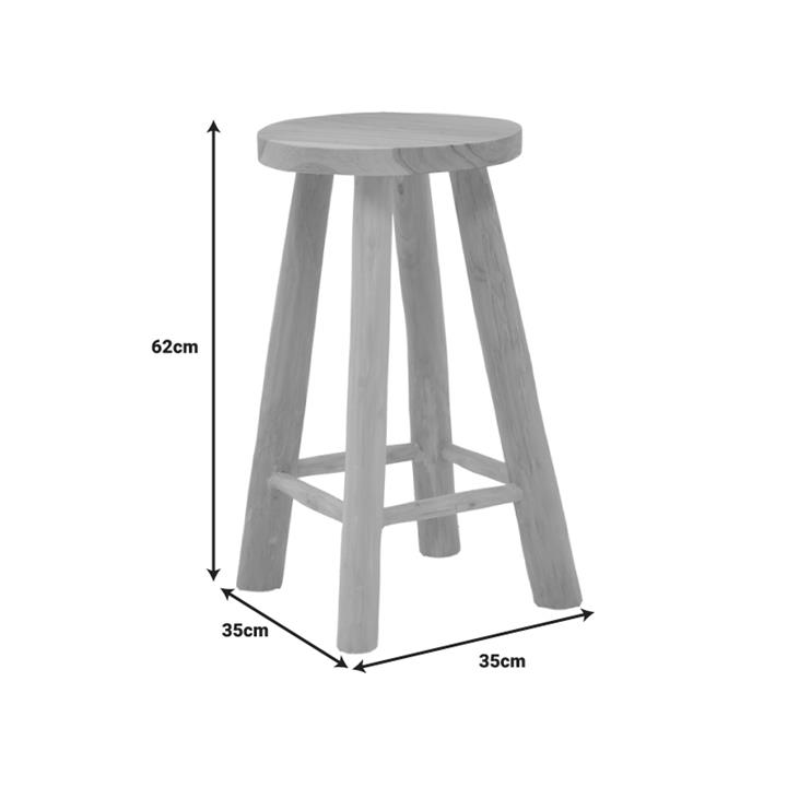 Charloce stool pakoworld natural color teak wood D35x62cm