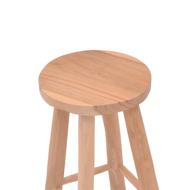 Charloce stool pakoworld natural color teak wood D35x62cm