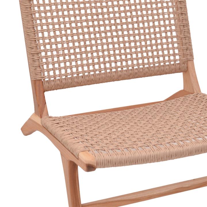 Beatrice armchair pakoworld teak wood skeleton and rope in natural color 65x78x68cm
