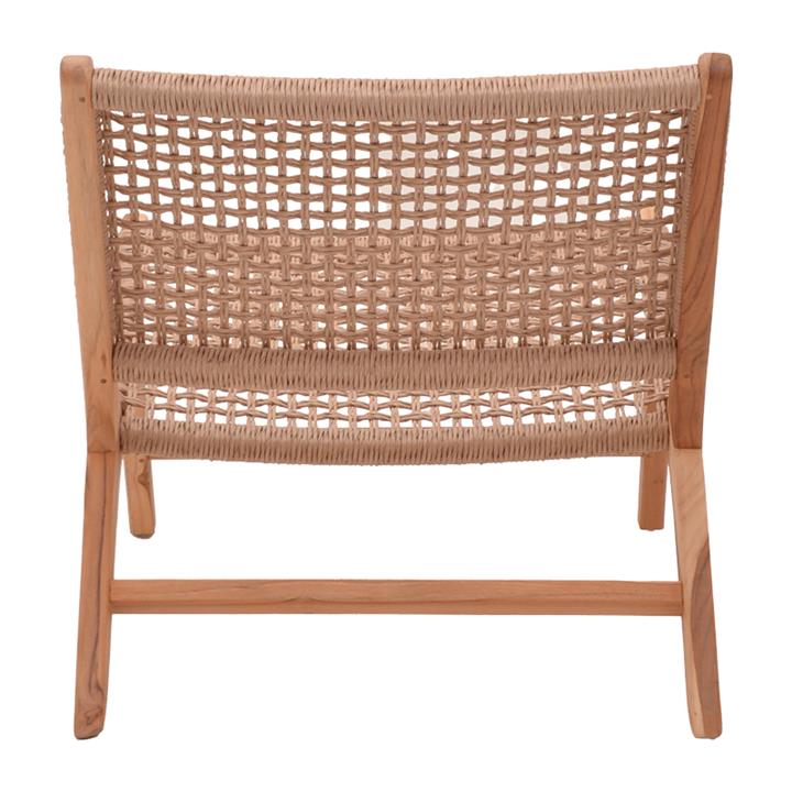 Beatrice armchair pakoworld teak wood skeleton and rope in natural color 65x78x68cm