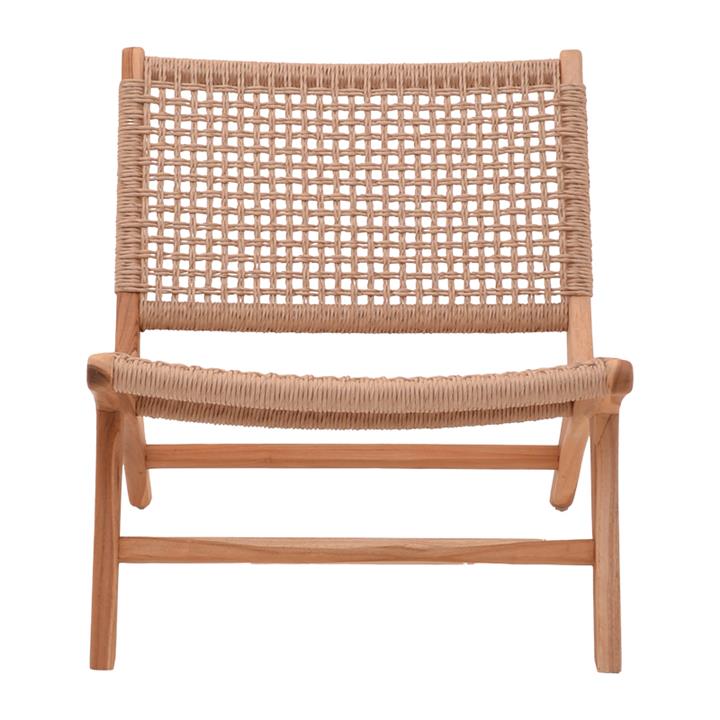 Beatrice armchair pakoworld teak wood skeleton and rope in natural color 65x78x68cm