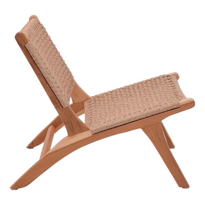 Beatrice armchair pakoworld teak wood skeleton and rope in natural color 65x78x68cm