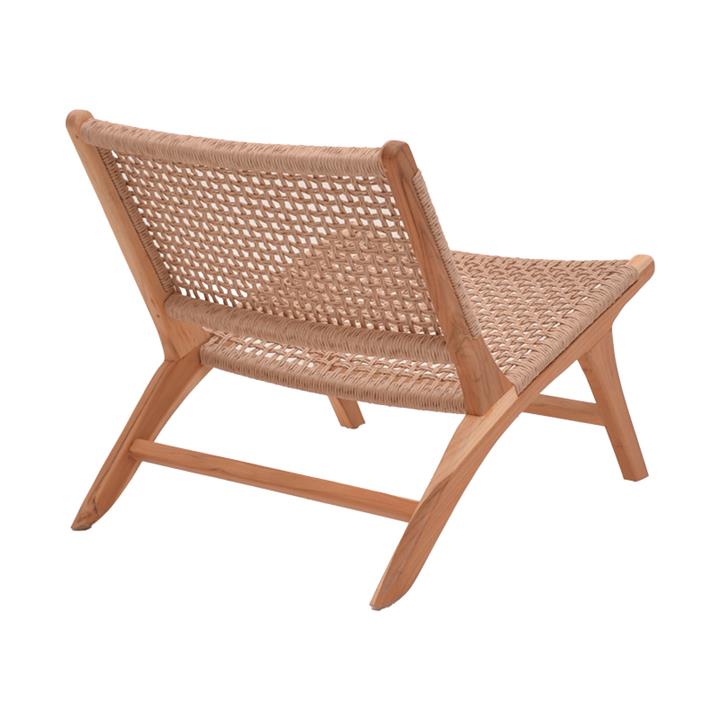 Beatrice armchair pakoworld teak wood skeleton and rope in natural color 65x78x68cm