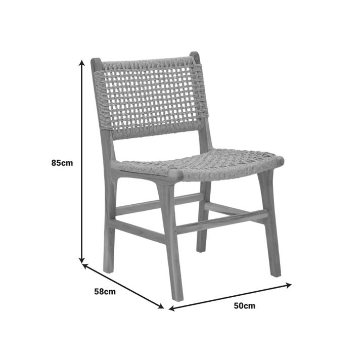 Sponze chair pakoworld teak wood skeleton and rope in natural color 50x58x85cm