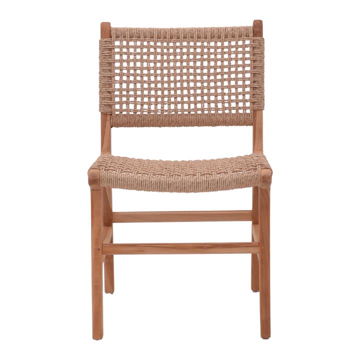 Sponze chair pakoworld teak wood skeleton and rope in natural color 50x58x85cm