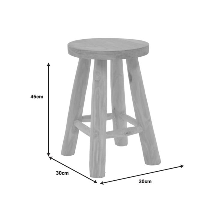 Verenity stool pakoworld natural color teak wood D30x45cm