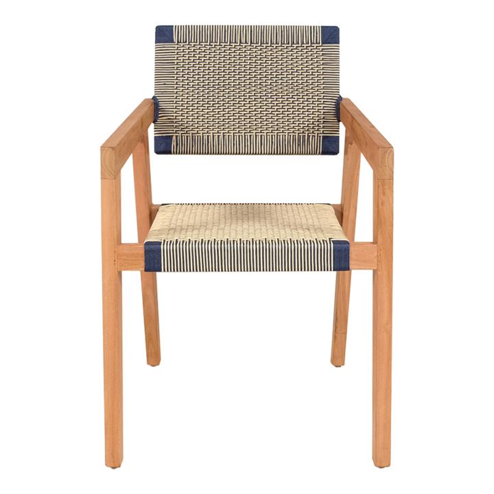 Armchair Salama pakoworld teak wood skeleton in natural shade and cream-black rope 57x60x85cm