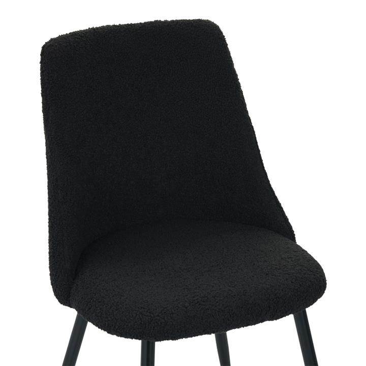 Giselle chair pakoworld bouclé fabric in black shade 51x52x82cm