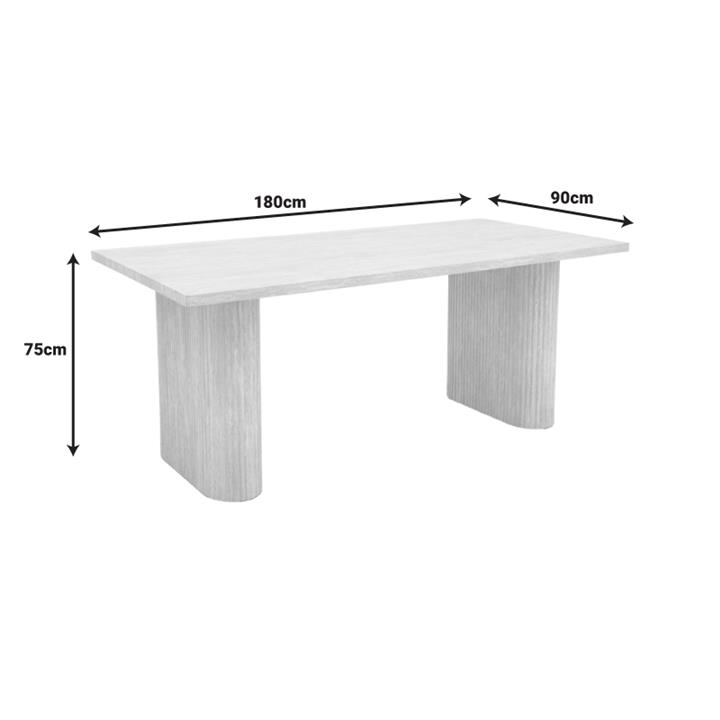 Table Loozir pakoworld mdf in white marble color 180x90x75cm