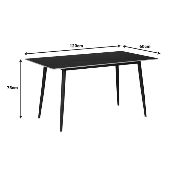Dining table Gustas-Bella pakoworld set of 5 pieces gray with black sintered stone marble 120x60x75cm