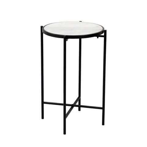 Side table Luxere Inart black metal-white marble D40x65.5cm