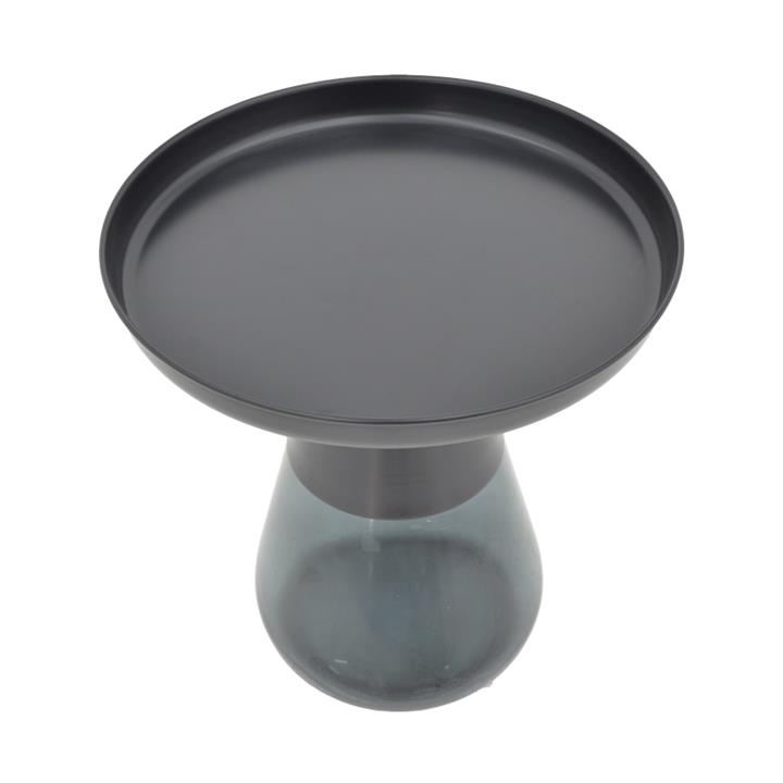 Coffee table Kunlo Inart black metal-black glass D50x53.5cm