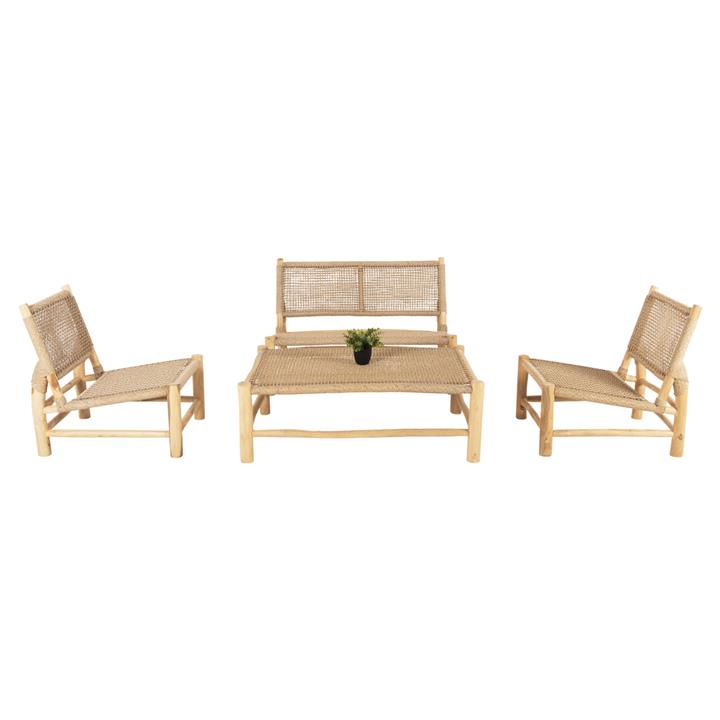 OUTDOOR 4PCS LOUNGE SET LONDER HM11957 SOLID TEAK WOOD-SYNTH.RATTAN-NATURAL COLOR