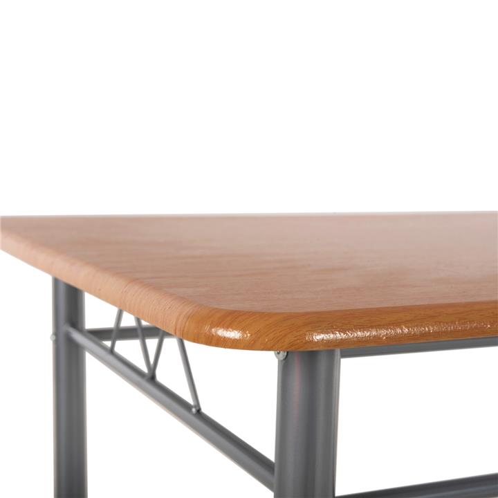 DINING SET 5PCS PEARY HM9416.12 SILVER METAL-MDF IN SONAMA COLOR 110x60x74Hcm.