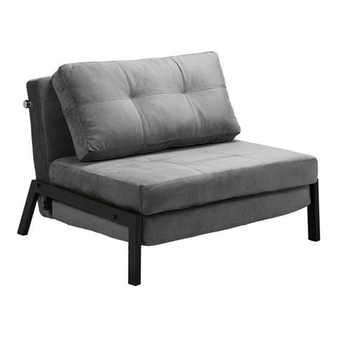 Armchair-bed Fancy pakoworld velvet fabric in anthracite shade and black metal leg 95x98x70cm