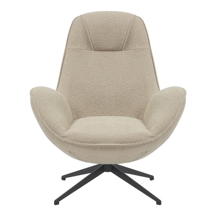 Armchair rotaitng Flago pakoworld boucle fabric in beige shade 85x88x103.5cm