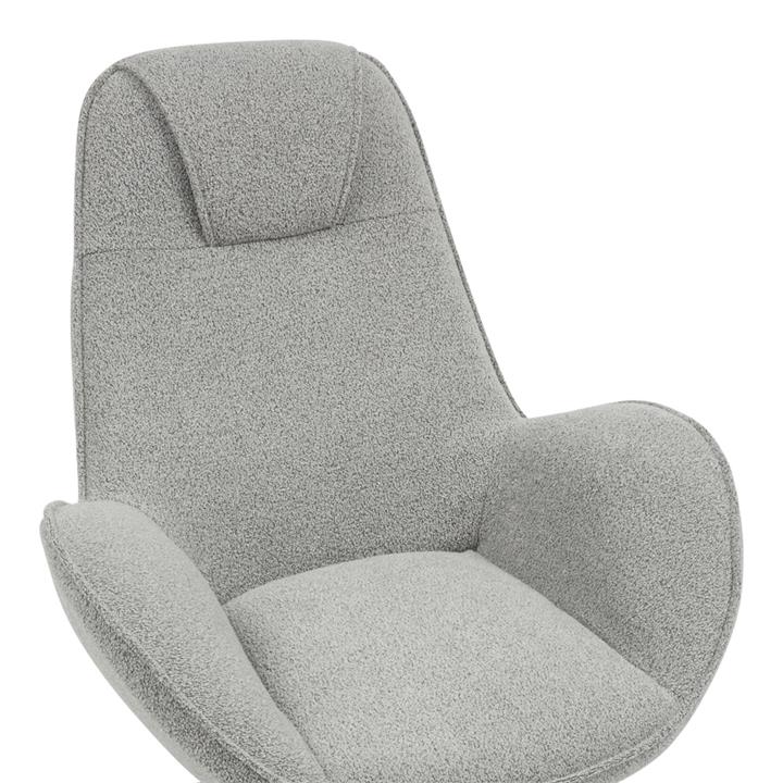 Armchair rotating Flago pakoworld boucle fabric in light gray shade 85x88x103.5cm
